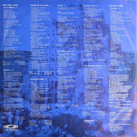 Alphaville : The Breathtaking Blue Songlines (Laserdisc, 12", S/Sided, PAL)