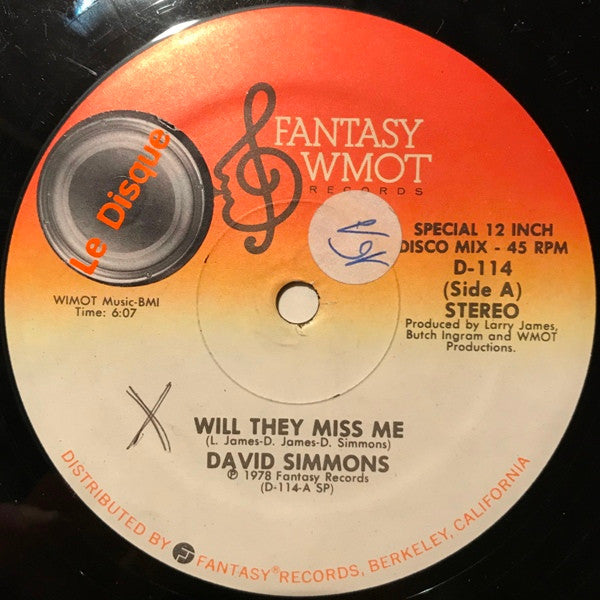 David Simmons (2) : Will They Miss Me / Hard And Heavy (12")