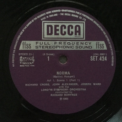 Vincenzo Bellini, Joan Sutherland, Marilyn Horne, John Alexander (7), Richard Cross, Richard Bonynge, London Symphony Orchestra And London Symphony Chorus : Norma (3xLP, Album + Box)