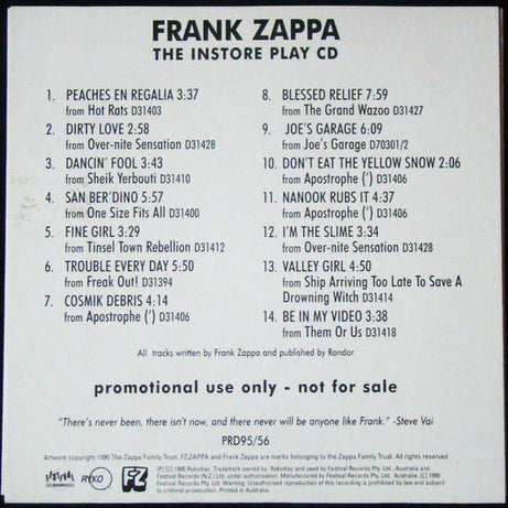 Frank Zappa : Clean American Version  (CD, Comp, Promo)