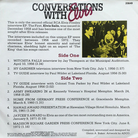 Elvis Presley : Conversations With Elvis (7", EP)