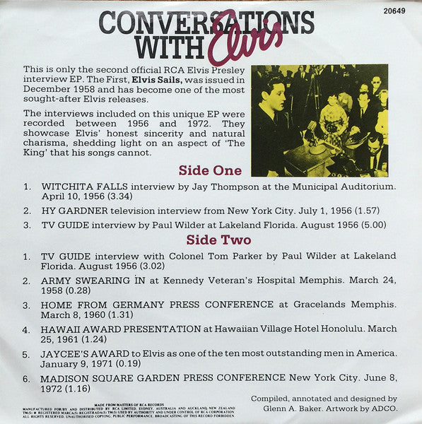 Elvis Presley : Conversations With Elvis (7", EP)