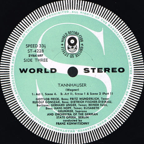Richard Wagner - Soloists, Chor Der Staatsoper Berlin And Das Orchester Der Staatsoper Berlin / Franz Konwitschny : Tannhäuser (4xLP, Album, Club + Box)