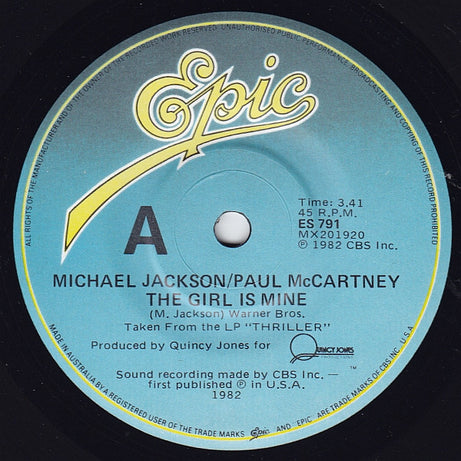 Michael Jackson / Paul McCartney : The Girl Is Mine (7", Single)