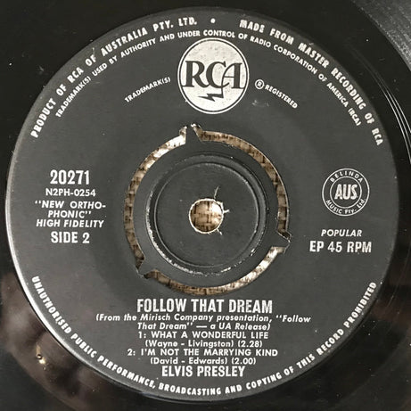 Elvis Presley : Follow That Dream (7", EP, New)