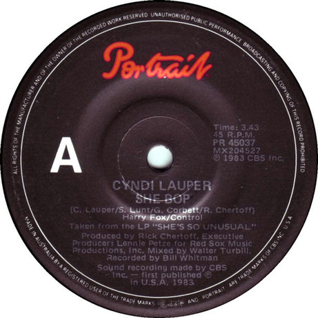 Cyndi Lauper : She Bop (7", Single, RP)