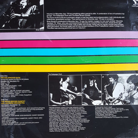 Galapagos Duck, Brian Brown Quintet With  Jazzbird Orchestra And  Presbyterian Ladies College Choir : Moomba Jazz '76 Live From The Dallas Brooks Hall Vol. 2 (LP, Album)