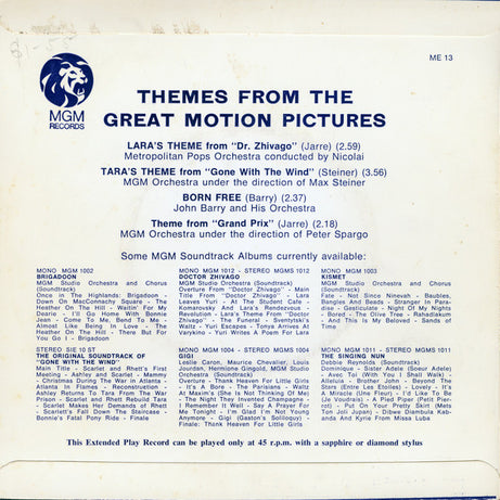 Various : Themes From The Great Motion Pictures (7", EP)