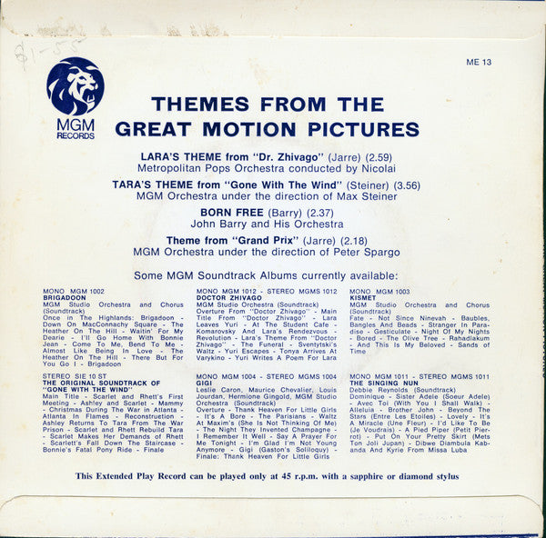 Various : Themes From The Great Motion Pictures (7", EP)