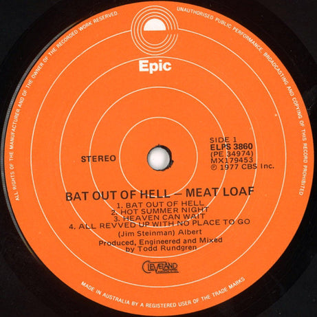 Meat Loaf : Bat Out Of Hell (LP, Album, Ora)