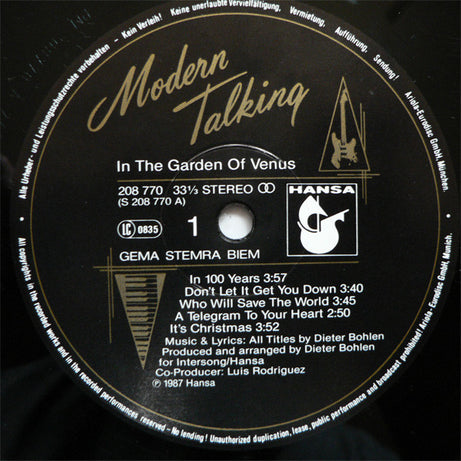 Modern Talking : In The Garden Of Venus - The 6th Album (LP, Album)