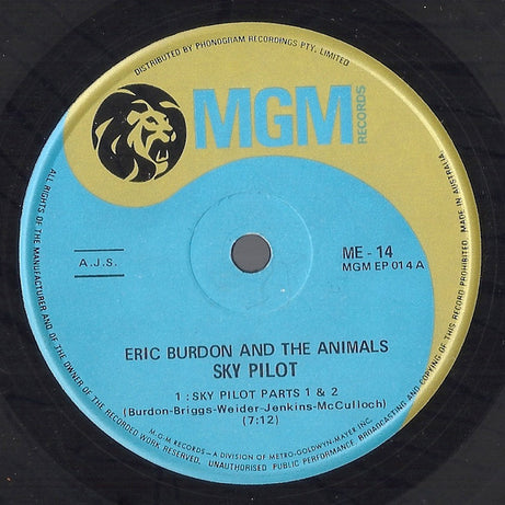 Eric Burdon & The Animals : Sky Pilot (7", EP, Mono)
