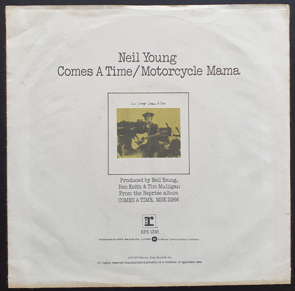 Neil Young : Comes A Time (7", Single, Pic)