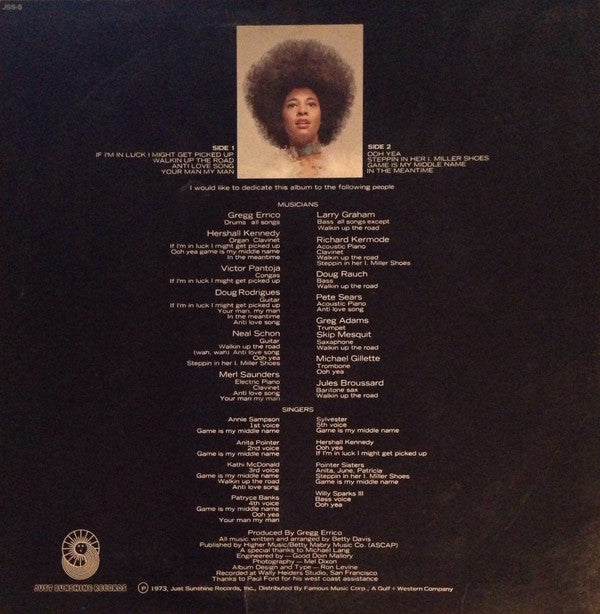 Betty Davis : Betty Davis (LP, Album, Scr)