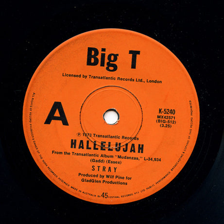 Stray (6) : Hallelujah (7", Single)