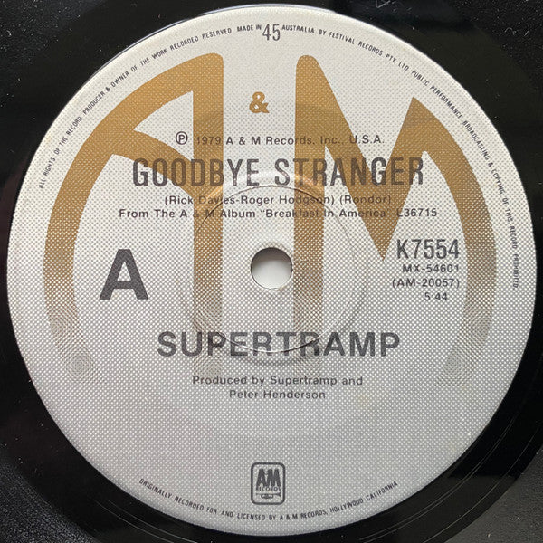 Supertramp : Goodbye Stranger (7", Single)