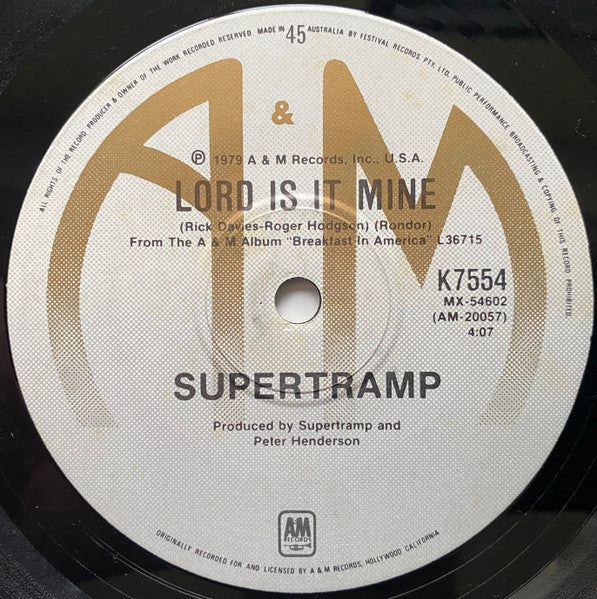 Supertramp : Goodbye Stranger (7", Single)