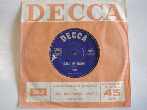 Them (3) : Call My Name (7", Single)