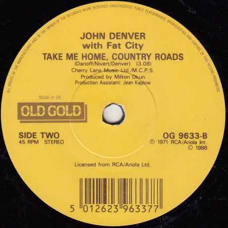 John Denver : Annie's Song / Take Me Home, Country Roads (7", Single)