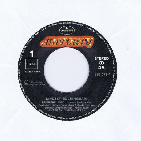 Lindsey Buckingham : Go Insane = Vuelvete Loco (7", Single)