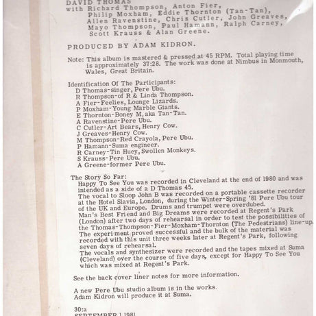 David Thomas And The Pedestrians : The Sound Of The Sand And Other Songs Of The Pedestrian (LP, Album)