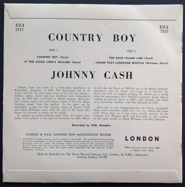 Johnny Cash : Country Boy (7", EP)