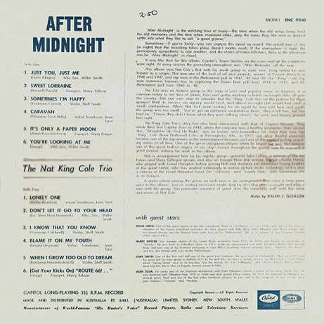The Nat King Cole Trio : After Midnight (LP, Album, Mono, RE)