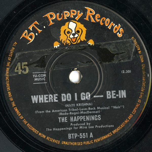 The Happenings : Where Do I Go Be-In (Hare Krishna) (7", Single)