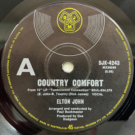 Elton John : Country Comfort (7", Single)