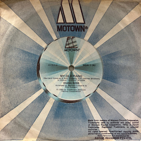 Diana Ross : My Old Piano (7", Single)