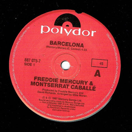 Freddie Mercury & Montserrat Caballé : Barcelona (7", Single, Pic)