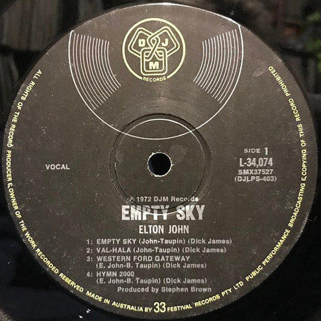 Elton John : Empty Sky (LP, Album, RE, Gat)