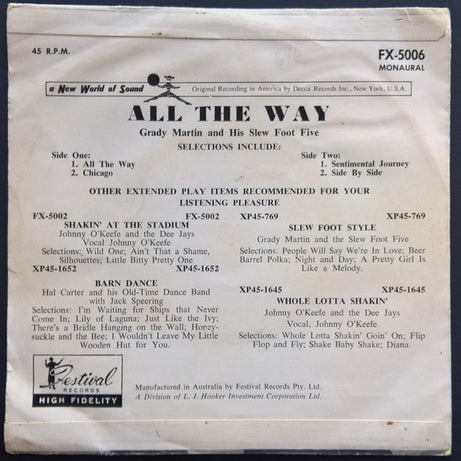 Grady Martin And The Slew Foot Five : All The Way (7", EP)