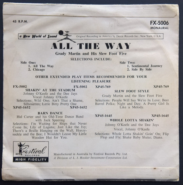 Grady Martin And The Slew Foot Five : All The Way (7", EP)