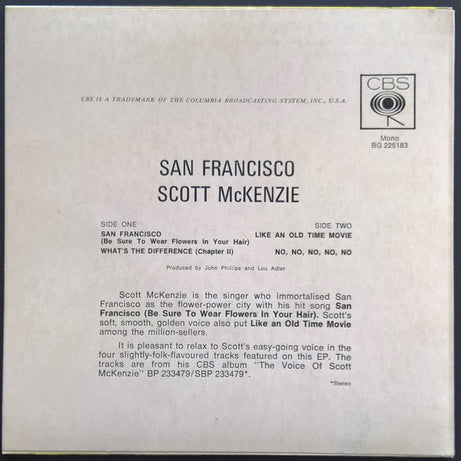 Scott McKenzie : San Francisco (7", EP)