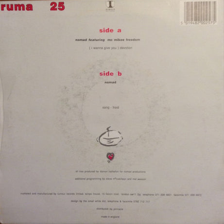 Nomad Featuring MC Mikee Freedom : (I Wanna Give You) Devotion (7", Single, Sil)