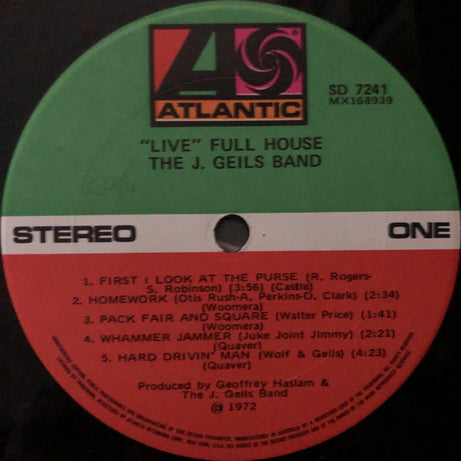 The J. Geils Band : "Live" Full House (LP, Album)
