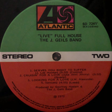 The J. Geils Band : "Live" Full House (LP, Album)