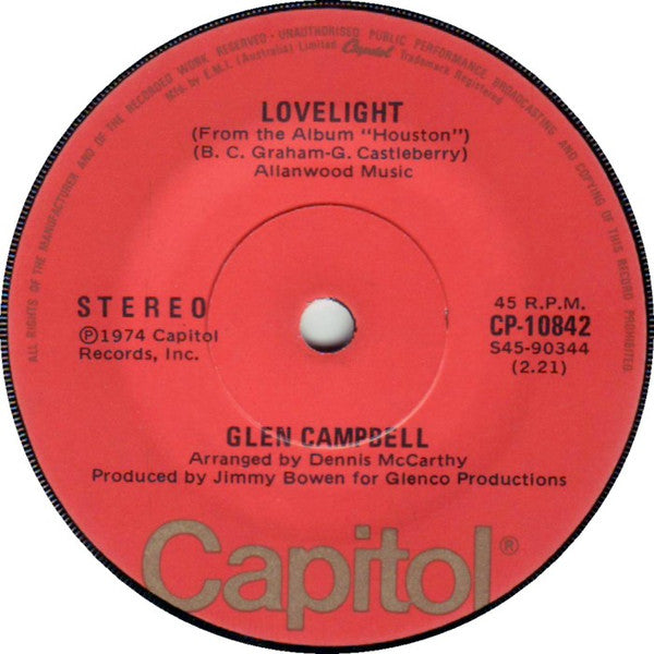 Glen Campbell : Rhinestone Cowboy (7", Single)