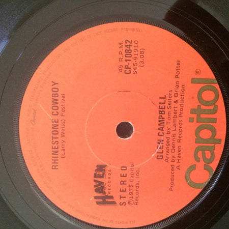 Glen Campbell : Rhinestone Cowboy (7", Single)