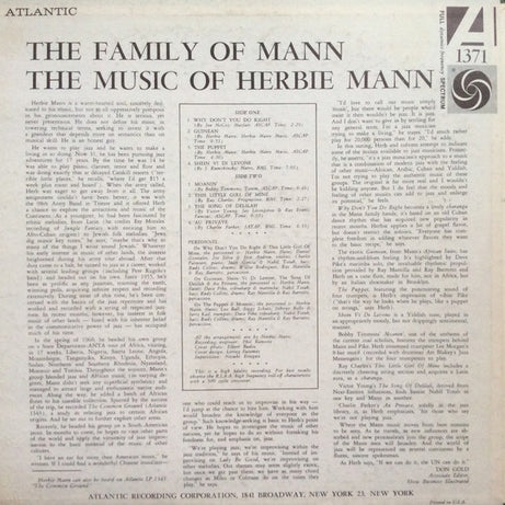 The Family Of Mann : The Music Of Herbie Mann (LP, Album, Mono)