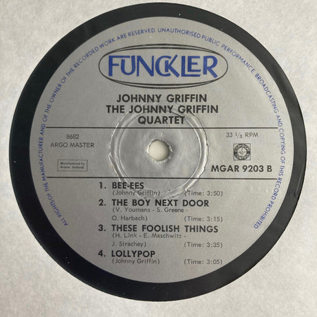 Johnny Griffin : The Johnny Griffin Quartet (LP, Album, Mono)