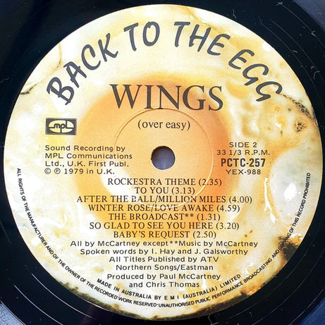 Wings (2) : Back To The Egg (LP, Album)