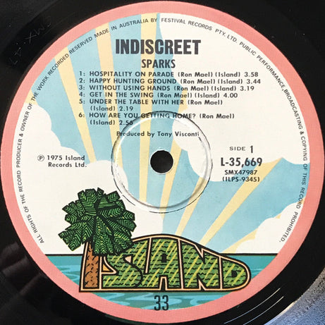 Sparks : Indiscreet (LP, Album, Gat)
