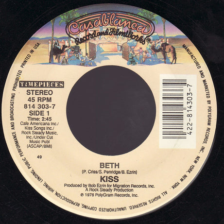 Kiss : Beth /  Hard Luck Woman (7", Single, RE, 49,)
