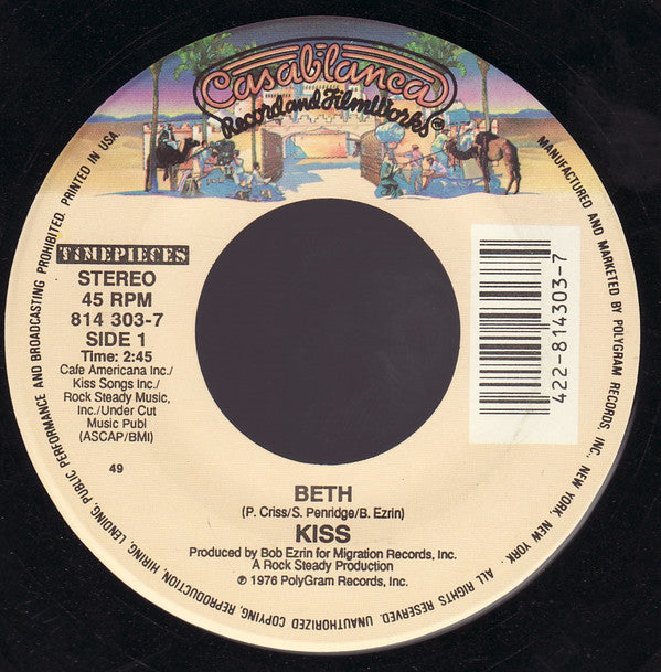 Kiss : Beth /  Hard Luck Woman (7", Single, RE, 49,)