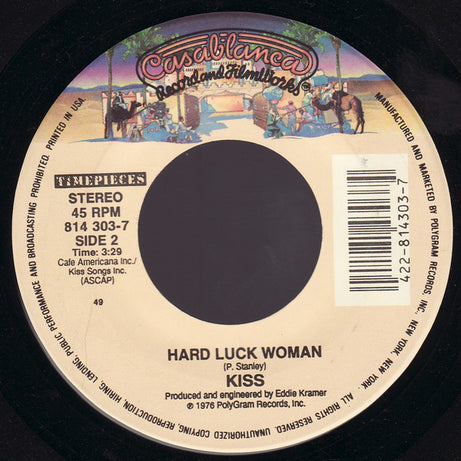 Kiss : Beth /  Hard Luck Woman (7", Single, RE, 49,)