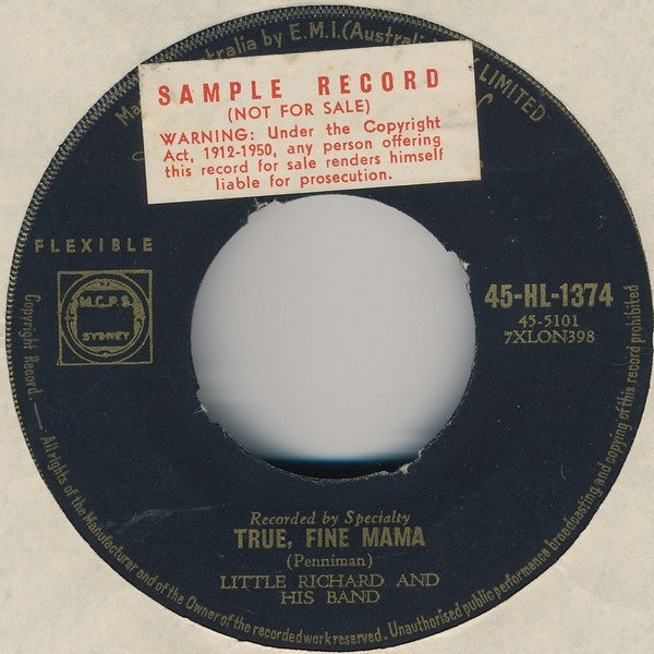 Little Richard And His Band : Ooh! My Soul / True, Fine Mama (7", Single)