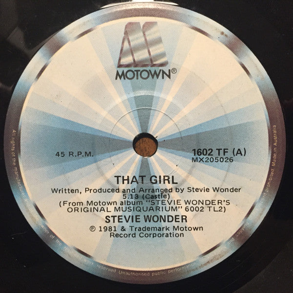 Stevie Wonder : That Girl / All I Do (7")