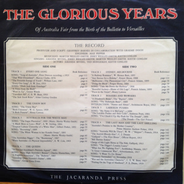 Various : The Glorious Years Of Australia Fair From The Birth Of The Bulletin To Versailles (LP, Album)